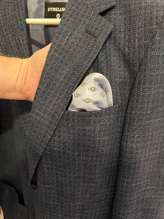 Planet - Blue Pocket Square