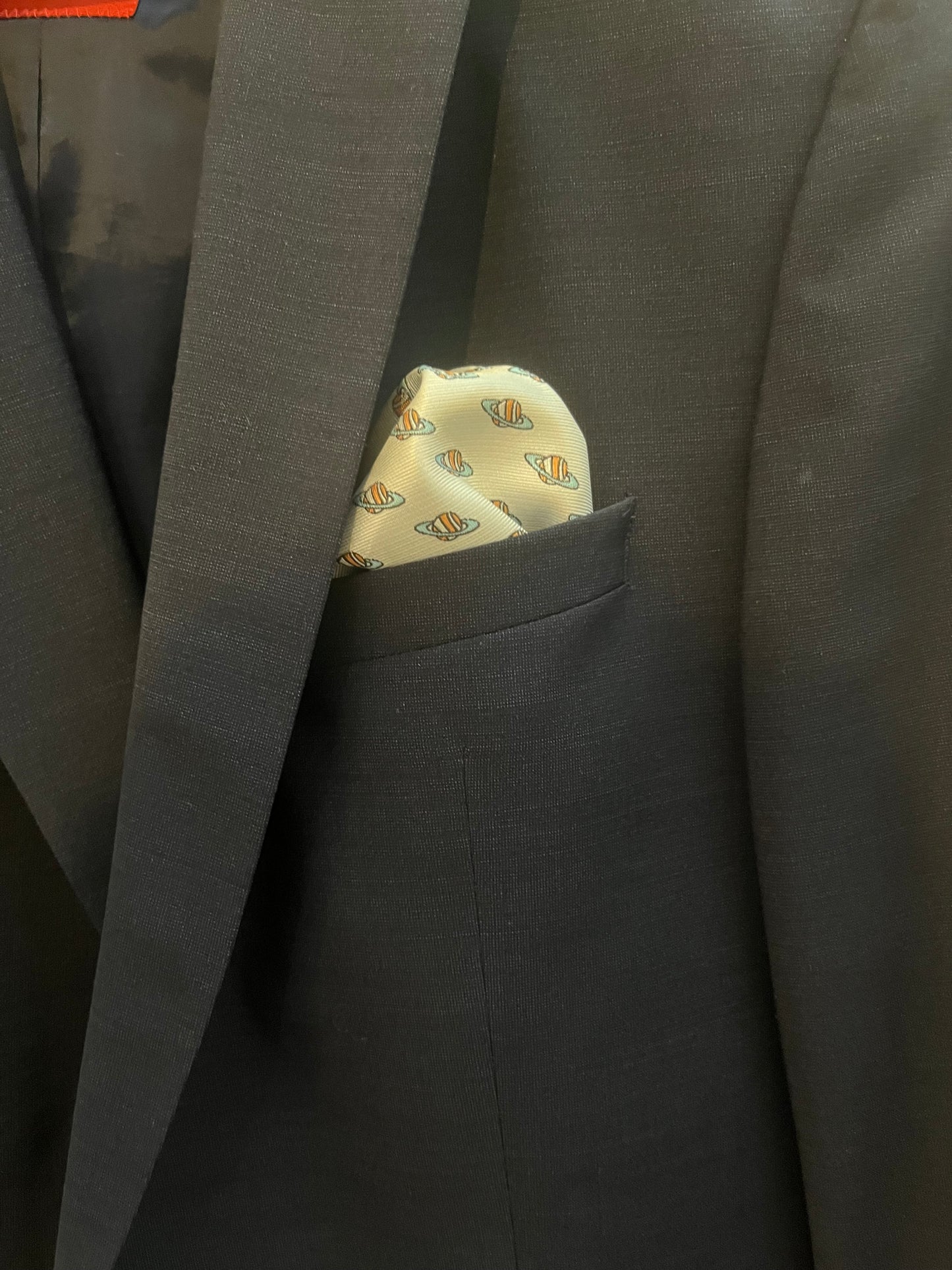 Planet - White Pocket Square